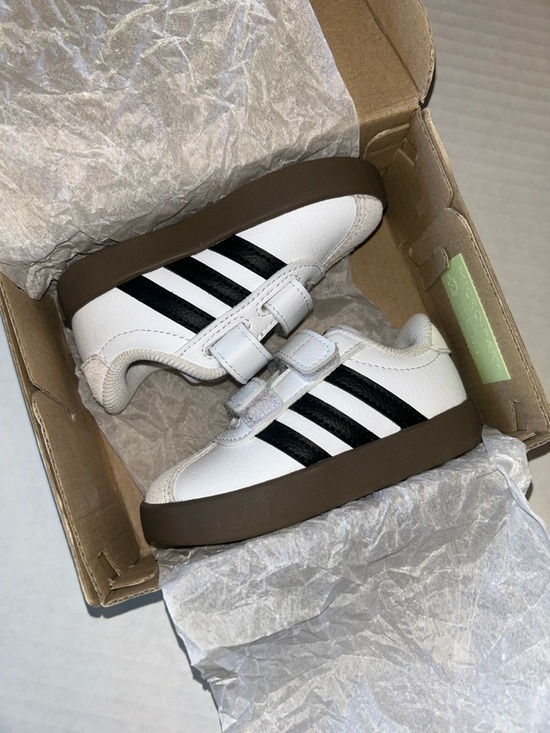 adidas White/Core Black/Gray One VL Court 3.0 Velcro Sneakers - Picture 14 of 16